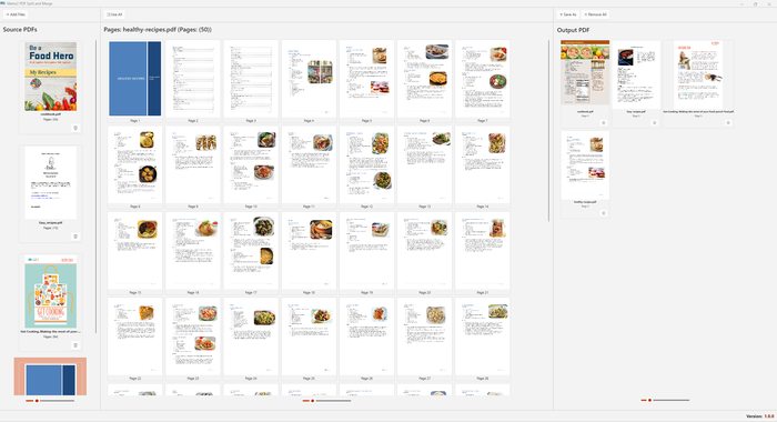 PDF Split and Merge reordering pages by drag and drop