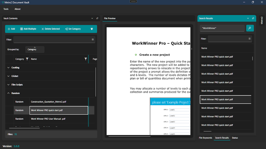 Filtering and tagging a PDF collection
