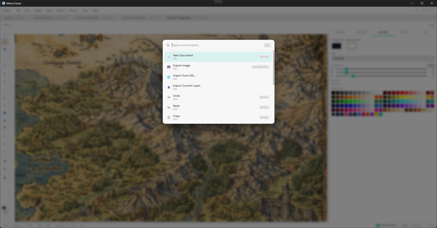 The command palette for fast access to tools