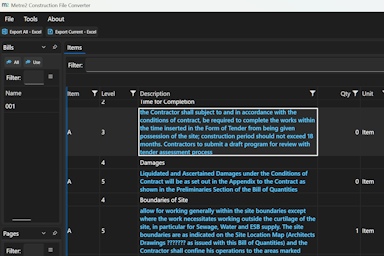 Browsing a CITE estimate file