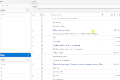 Exporting estimate data to Excel