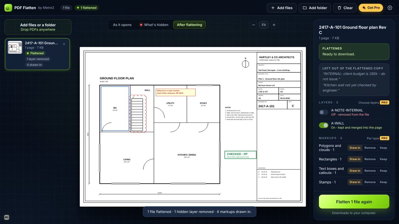 Flatten and download - PDF Flatten
