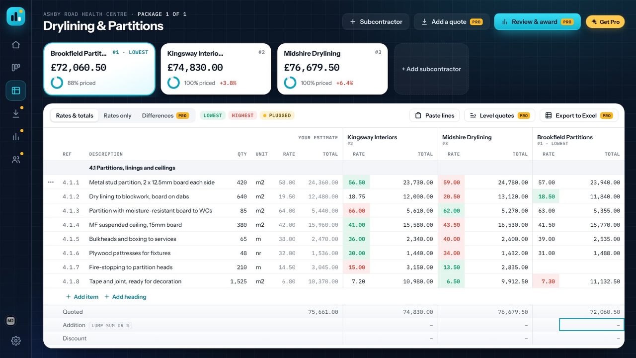 Enter their rates - Quote Comparison