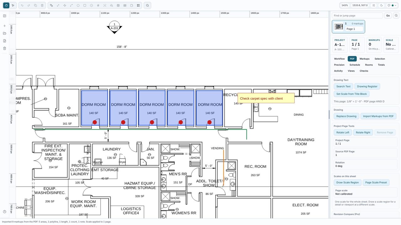 Use the scale from the markups - Takeoff Studio