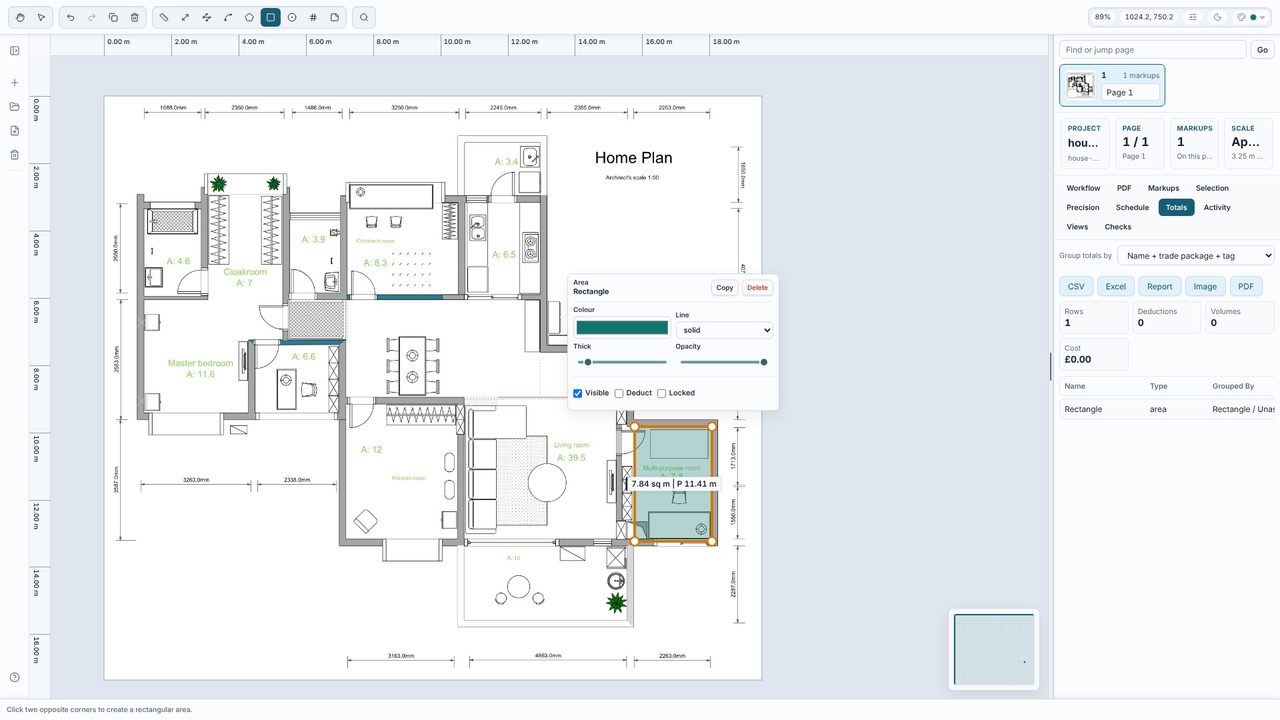 Check it, then see the totals - Takeoff Studio