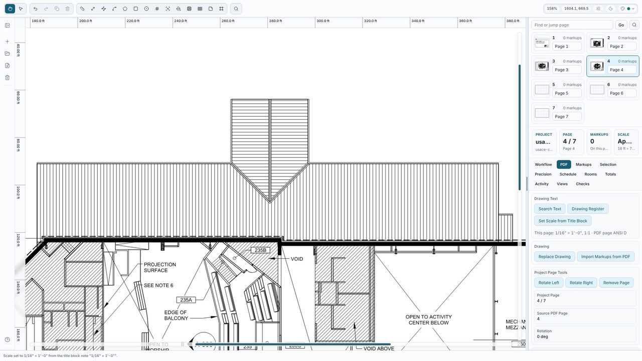 Open the roof plan and set the scale - Takeoff Studio