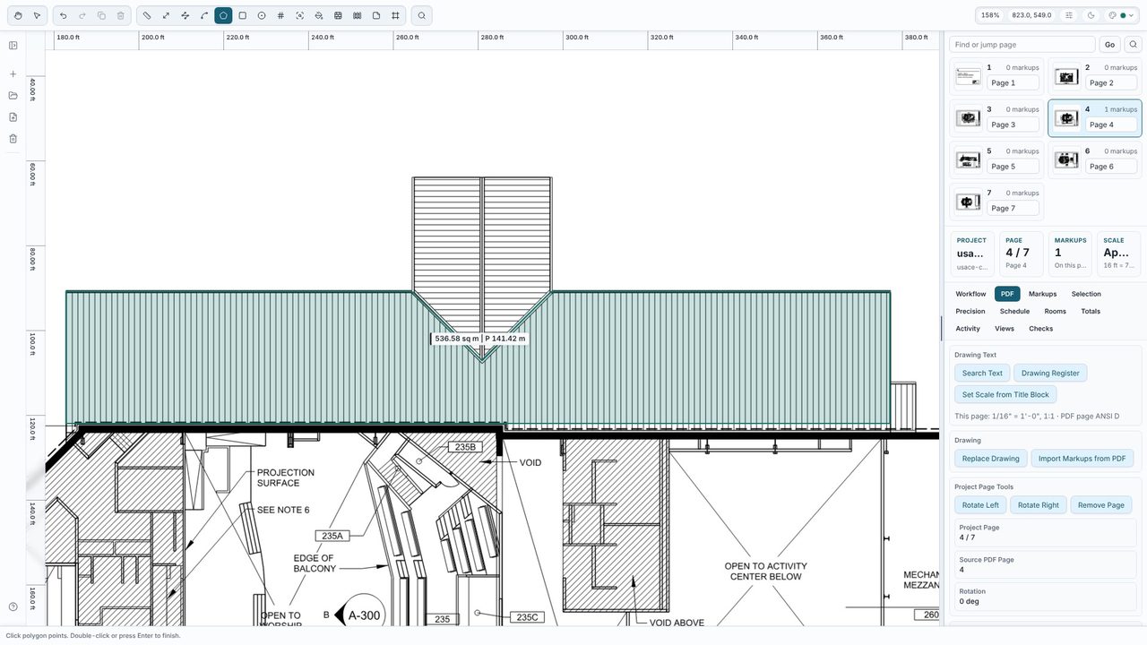 Draw round the slope on plan - Takeoff Studio