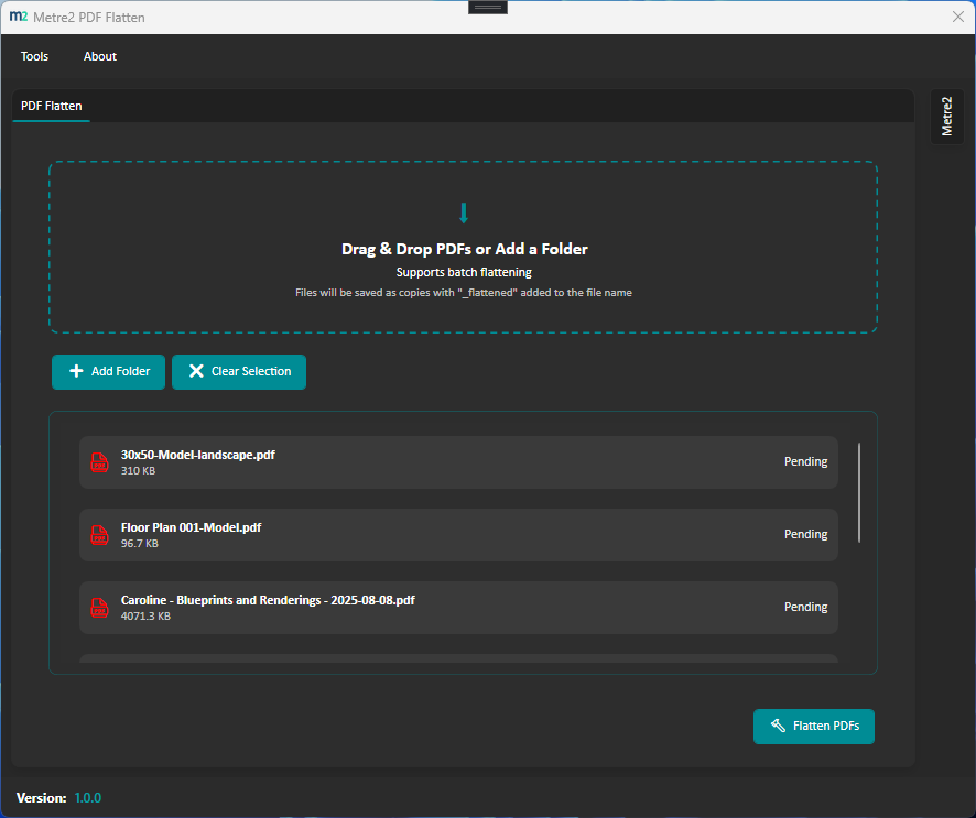 Dropping files in for batch flattening